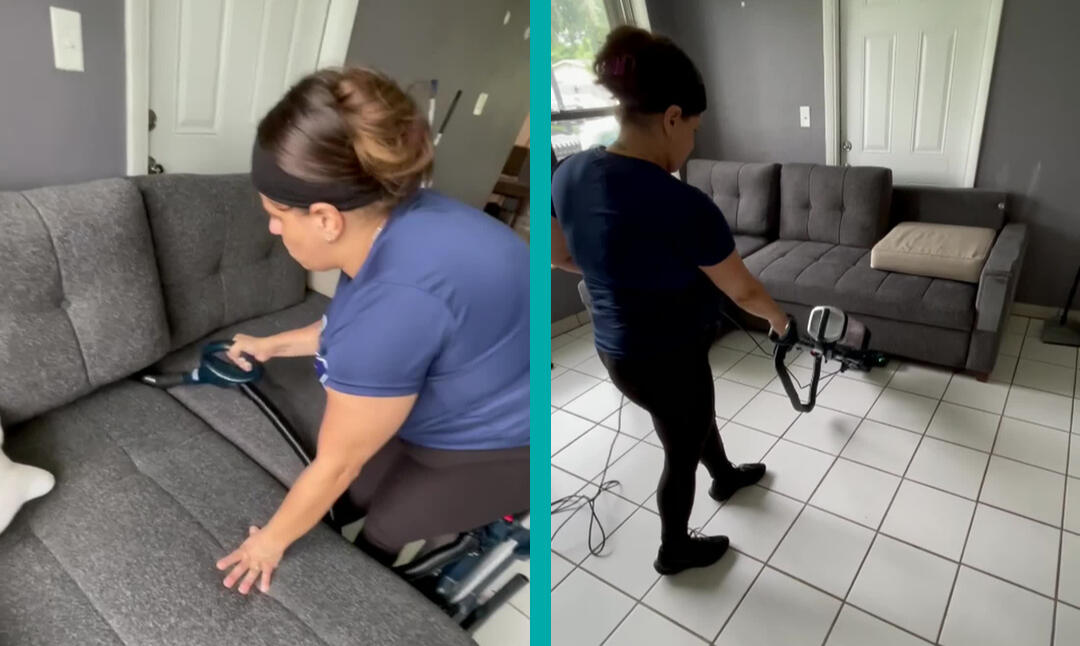 i3 Property Services team member cleaning a workplace table